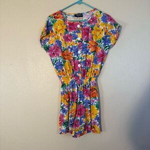 VTG 80’s 90’s Additions by Ronnie Floral Button-Up Romper S